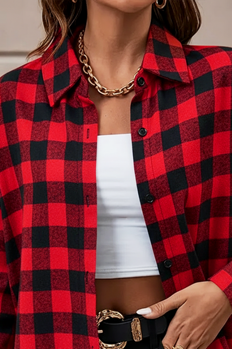 Γυναικείο πουκάμισο ABRONDA RED, Χρώμα: κόκκινο, IVET.EU - Εκπτώσεις έως -80%