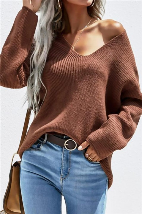 Πουλόβερ LEVROLDA BROWN, Χρώμα: καφέ, IVET.EU - Εκπτώσεις έως -80%