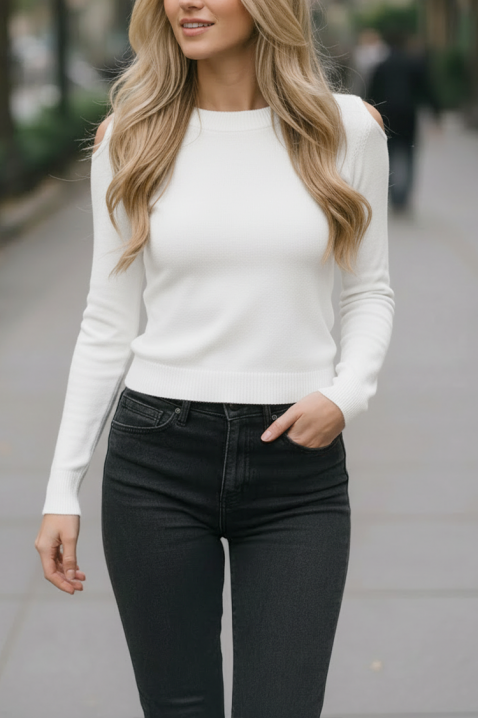 Πουλόβερ ABELMODA WHITE, Χρώμα: άσπρο, IVET.EU - Εκπτώσεις έως -80%