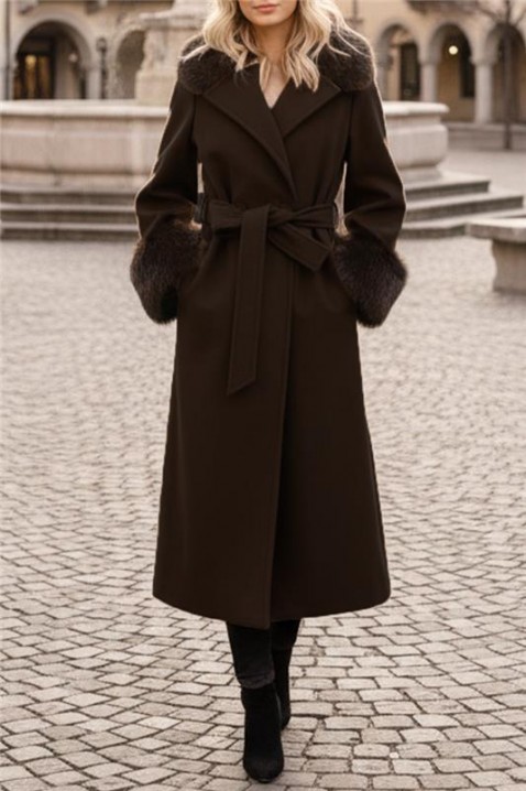 Παλτό LUXINDA BROWN, Χρώμα: καφέ, IVET.EU - Εκπτώσεις έως -80%