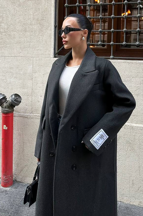 Παλτό VURDELZA BLACK, Χρώμα: μαύρο, IVET.EU - Εκπτώσεις έως -80%