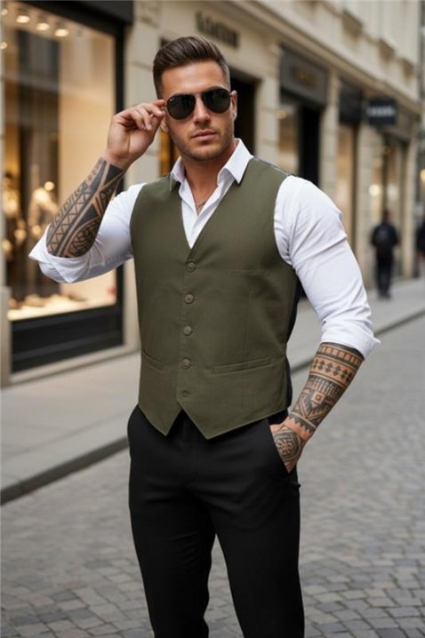 Ανδρικό γιλέκο BROZON KHAKI, Χρώμα: χακί, IVET.EU - Εκπτώσεις έως -80%