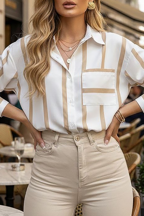 Γυναικείο πουκάμισο BARIOLA BEIGE, Χρώμα: μπεζ, IVET.EU - Εκπτώσεις έως -80%