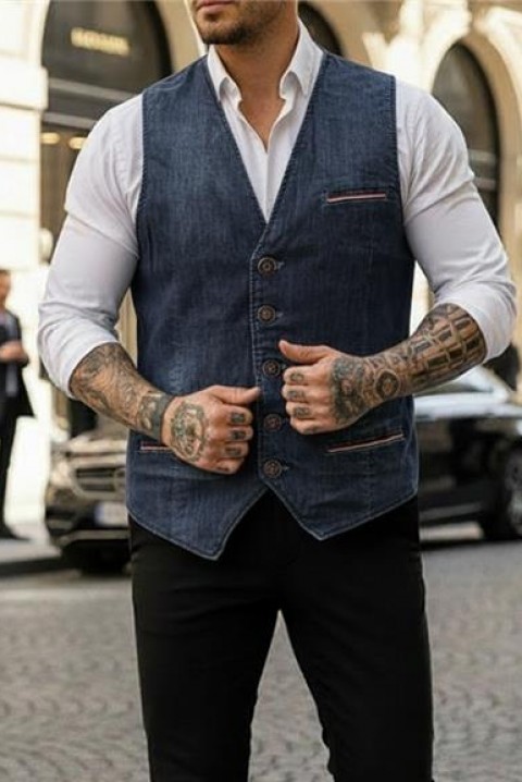 Ανδρικό γιλέκο RALZONO, Χρώμα: σκούρο μπλε, IVET.EU - Εκπτώσεις έως -80%