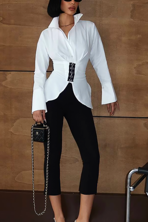 Γυναικείο πουκάμισο ZALORENA WHITE, Χρώμα: άσπρο, IVET.EU - Εκπτώσεις έως -80%