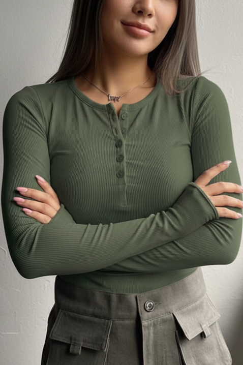 Γυναικεία μπλούζα ZAFROLDA KHAKI, Χρώμα: χακί, IVET.EU - Εκπτώσεις έως -80%