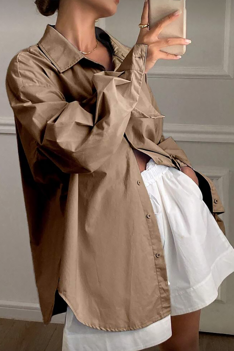 Γυναικείο πουκάμισο PREVOLZA BROWN, Χρώμα: καφέ, IVET.EU - Εκπτώσεις έως -80%