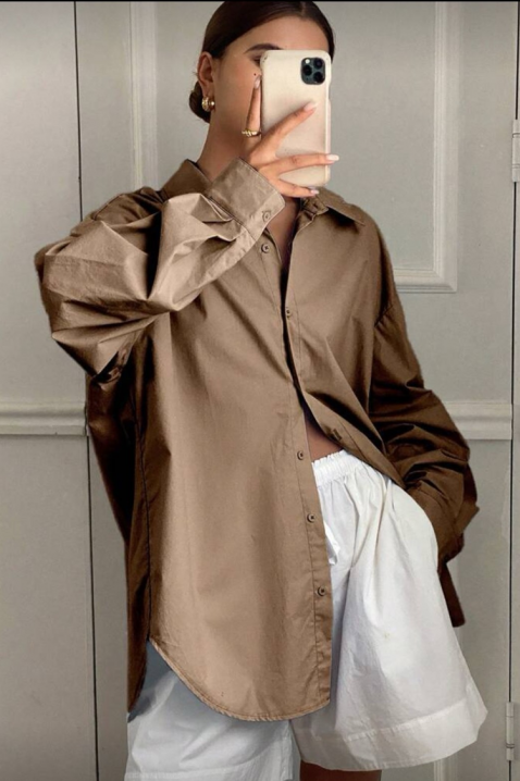 Γυναικείο πουκάμισο PREVOLZA BROWN, Χρώμα: καφέ, IVET.EU - Εκπτώσεις έως -80%