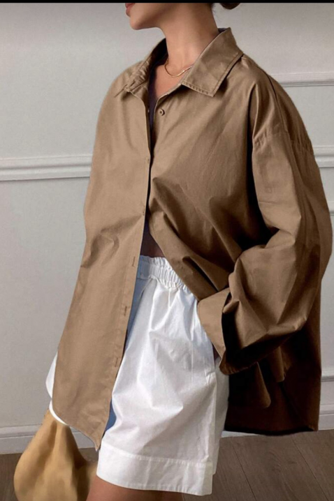 Γυναικείο πουκάμισο PREVOLZA BROWN, Χρώμα: καφέ, IVET.EU - Εκπτώσεις έως -80%