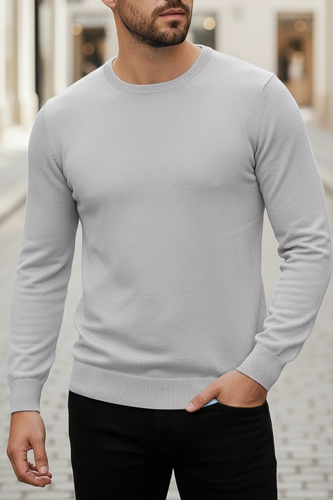 Ανδρικό πουλόβερ BORJO GREY, Χρώμα: γκρι, IVET.EU - Εκπτώσεις έως -80%