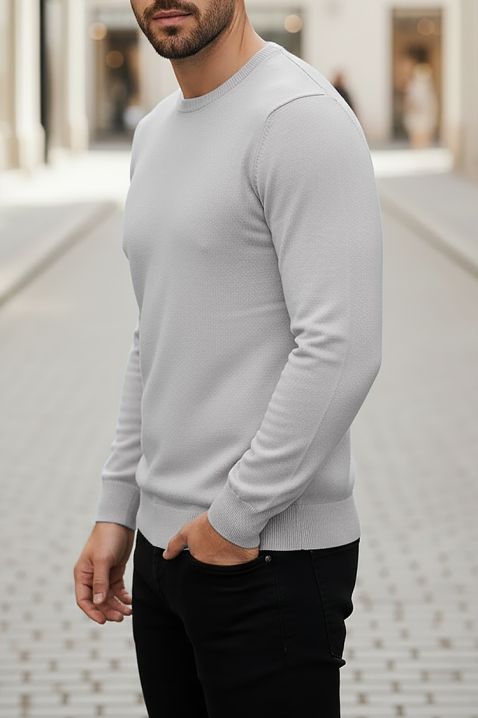 Ανδρικό πουλόβερ BORJO GREY, Χρώμα: γκρι, IVET.EU - Εκπτώσεις έως -80%