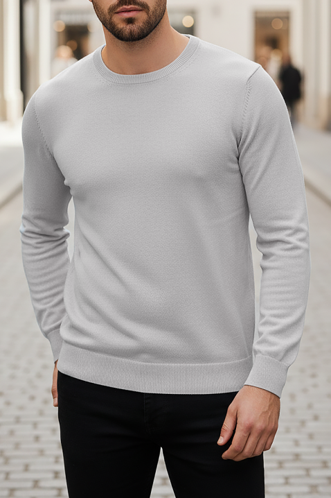 Ανδρικό πουλόβερ BORJO GREY, Χρώμα: γκρι, IVET.EU - Εκπτώσεις έως -80%