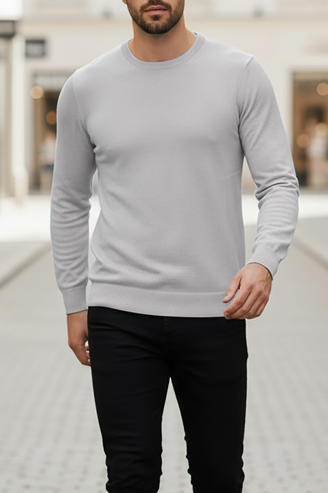 Ανδρικό πουλόβερ BORJO GREY, Χρώμα: γκρι, IVET.EU - Εκπτώσεις έως -80%