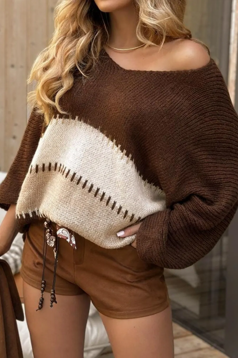 Πουλόβερ OVLANDA, Χρώμα: καφέ, IVET.EU - Εκπτώσεις έως -80%