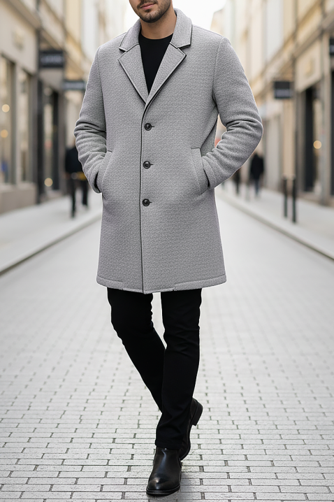 Ανδρικό παλτό MELFER GREY, Χρώμα: γκρι, IVET.EU - Εκπτώσεις έως -80%