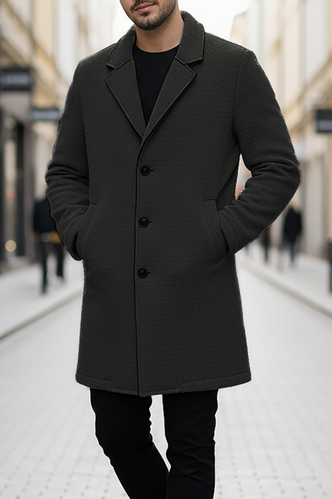 Ανδρικό παλτό MELFER BLACK, Χρώμα: μαύρο, IVET.EU - Εκπτώσεις έως -80%