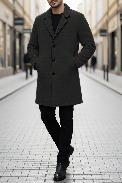 Ανδρικό παλτό MELFER BLACK, Χρώμα: μαύρο, IVET.EU - Εκπτώσεις έως -80%