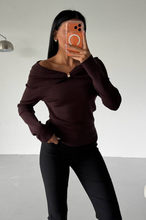 Γυναικεία μπλούζα GLABILDA BROWN, Χρώμα: καφέ, IVET.EU - Εκπτώσεις έως -80%