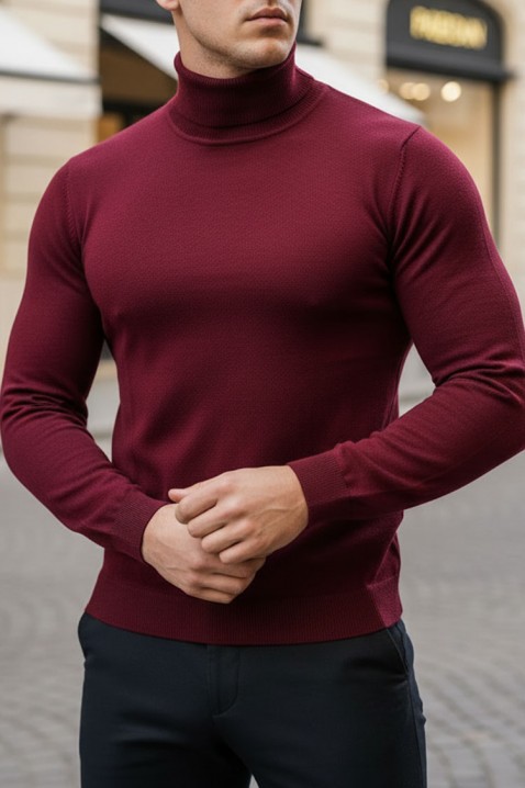 Ανδρικό πουλόβερ DORODO BORDO, Χρώμα: μπορντό, IVET.EU - Εκπτώσεις έως -80%