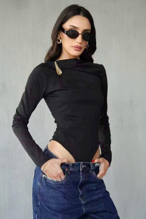 Κορμάκι - μπλούζα BAREOLA BLACK, Χρώμα: μαύρο, IVET.EU - Εκπτώσεις έως -80%