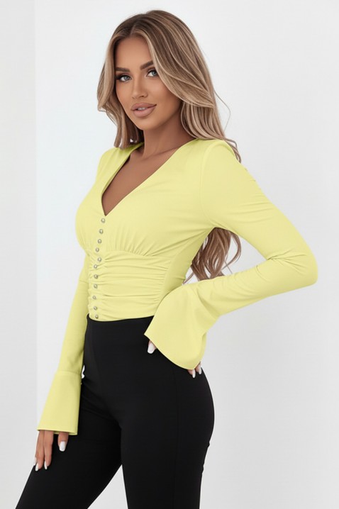 Γυναικεία μπλούζα KALVINDA YELLOW, Χρώμα: κίτρινο, IVET.EU - Εκπτώσεις έως -80%