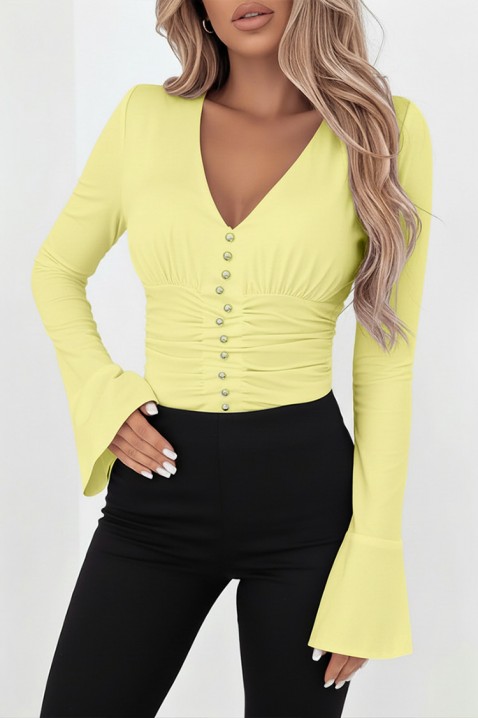 Γυναικεία μπλούζα KALVINDA YELLOW, Χρώμα: κίτρινο, IVET.EU - Εκπτώσεις έως -80%