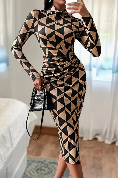 Φόρεμα FIOGELJA, Χρώμα: μαύρο με μπεζ, IVET.EU - Εκπτώσεις έως -80%