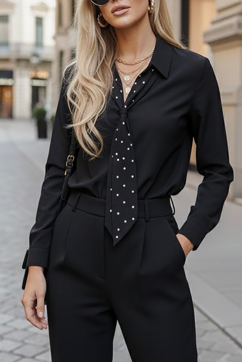 Γυναικείο πουκάμισο LEBRALZA BLACK, Χρώμα: μαύρο, IVET.EU - Εκπτώσεις έως -80%