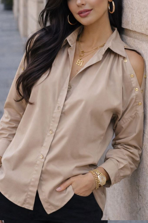 Γυναικείο πουκάμισο DAVRELDA BEIGE, Χρώμα: μπεζ, IVET.EU - Εκπτώσεις έως -80%