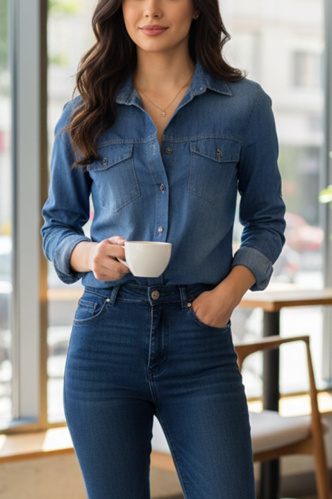 Γυναικείο πουκάμισο EGLENZA BLUE, Χρώμα: μπλε, IVET.EU - Εκπτώσεις έως -80%