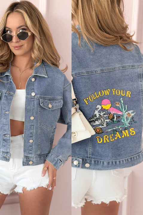 Τζιν μπουφάν MAKRAMENZA, Χρώμα: Γαλάζιο, IVET.EU - Εκπτώσεις έως -80%