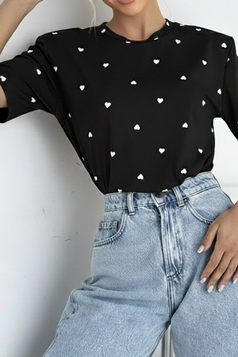 Κοντομάνικο μπλουζάκι VALELONDA BLACK, Χρώμα: μαύρο, IVET.EU - Εκπτώσεις έως -80%