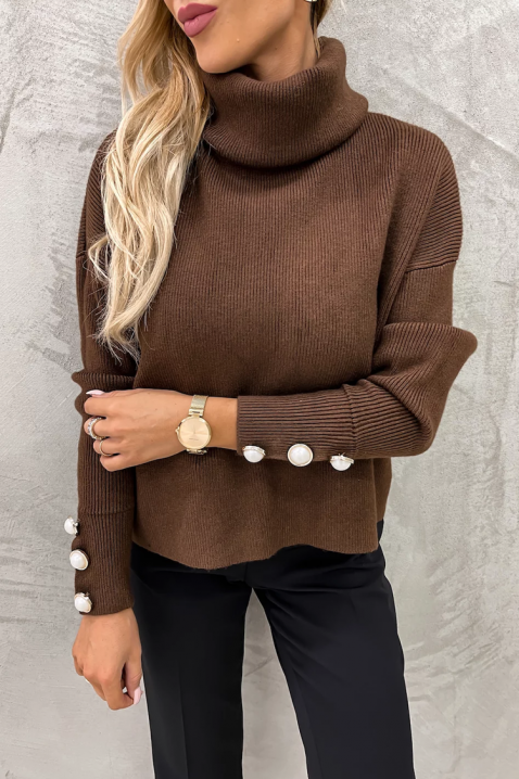 Πουλόβερ TENSILDA BROWN, Χρώμα: καφέ, IVET.EU - Εκπτώσεις έως -80%