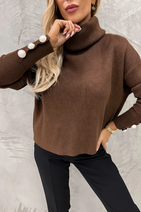 Πουλόβερ TENSILDA BROWN, Χρώμα: καφέ, IVET.EU - Εκπτώσεις έως -80%