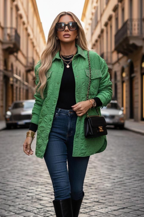 Μπουφάν PLORILDA GREEN, Χρώμα: πράσινο, IVET.EU - Εκπτώσεις έως -80%