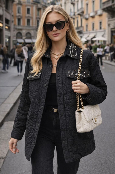 Μπουφάν PLORILDA BLACK, Χρώμα: μαύρο, IVET.EU - Εκπτώσεις έως -80%