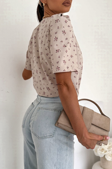 Κοντομάνικο μπλουζάκι DAFNILDA BEIGE, Χρώμα: μπεζ, IVET.EU - Εκπτώσεις έως -80%