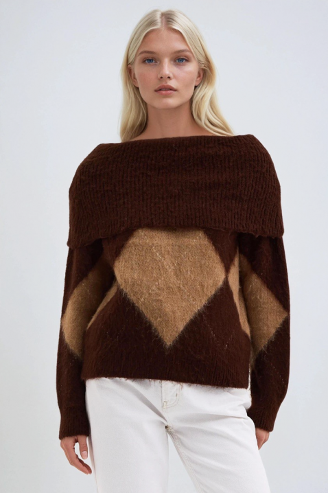 Πουλόβερ SEBRENDA BROWN, Χρώμα: καφέ, IVET.EU - Εκπτώσεις έως -80%