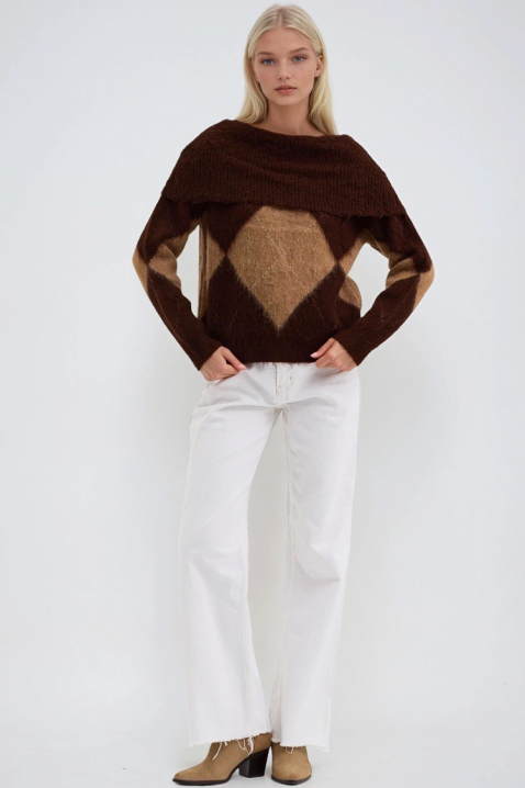 Πουλόβερ SEBRENDA BROWN, Χρώμα: καφέ, IVET.EU - Εκπτώσεις έως -80%