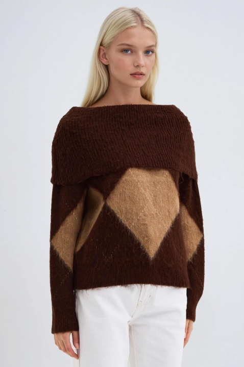 Πουλόβερ SEBRENDA BROWN, Χρώμα: καφέ, IVET.EU - Εκπτώσεις έως -80%