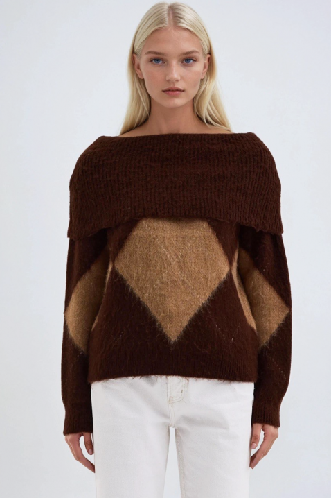 Πουλόβερ SEBRENDA BROWN, Χρώμα: καφέ, IVET.EU - Εκπτώσεις έως -80%