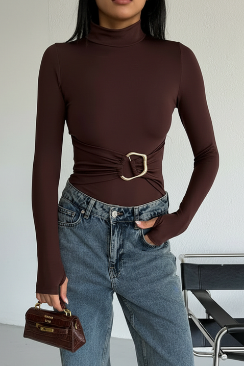 Κορμάκι - μπλούζα TEMINSA BROWN, Χρώμα: καφέ, IVET.EU - Εκπτώσεις έως -80%