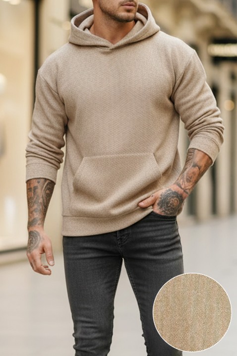 Ανδρικό φούτερ MINREFO, Χρώμα: μπεζ, IVET.EU - Εκπτώσεις έως -80%