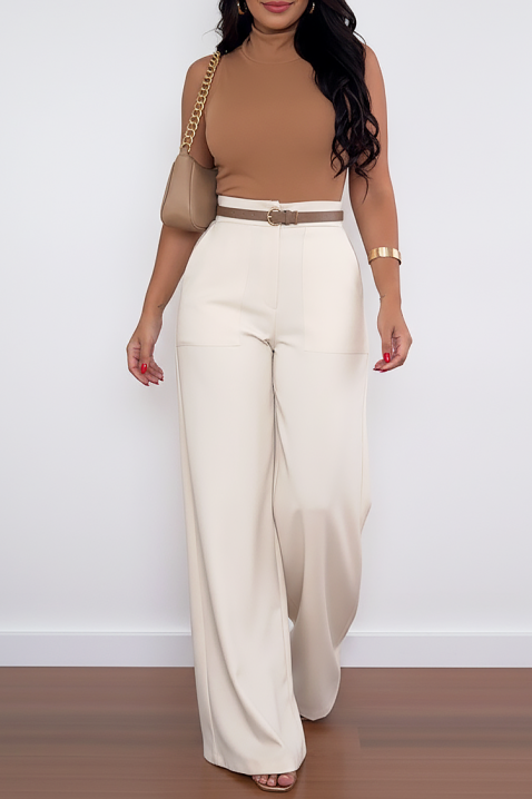 Παντελόνι PROLDENZA ECRU, Χρώμα: εκρού, IVET.EU - Εκπτώσεις έως -80%