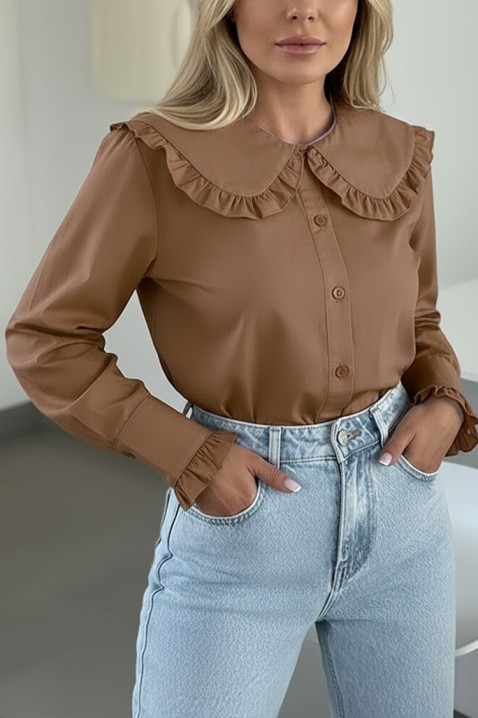 Γυναικείο πουκάμισο AFETINA BROWN, Χρώμα: καφέ, IVET.EU - Εκπτώσεις έως -80%