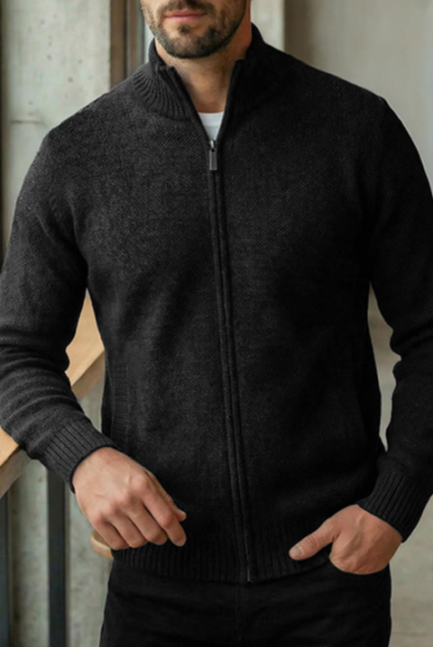 Ανδρική ζακέτα TIMBO BLACK, Χρώμα: μαύρο, IVET.EU - Εκπτώσεις έως -80%