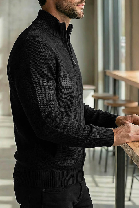 Ανδρική ζακέτα TIMBO BLACK, Χρώμα: μαύρο, IVET.EU - Εκπτώσεις έως -80%