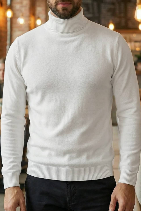 Ανδρικό πουλόβερ BENZEMO WHITE, Χρώμα: άσπρο, IVET.EU - Εκπτώσεις έως -80%