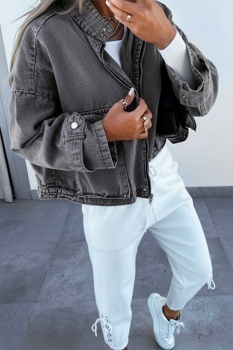 Τζιν μπουφάν TANVELZA GRAFIT, Χρώμα: γραφίτης, IVET.EU - Εκπτώσεις έως -80%