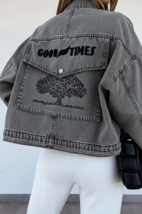 Τζιν μπουφάν TANVELZA GRAFIT, Χρώμα: γραφίτης, IVET.EU - Εκπτώσεις έως -80%